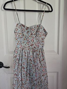 Deb Light Blue Floral Spaghetti-Strap Dress (Junior Size)
